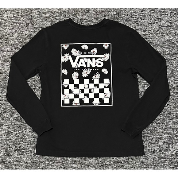 Vans Other - Vans Mens Small Black Long Sleeve Graphic T-Shirt Daisy Checkerboard VN0A4QABBLK